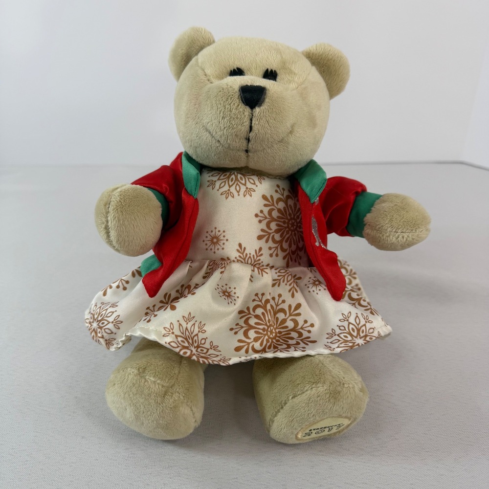 Starbucks‎ Bearista Bear 2017 Holiday Plush Snowflake Dress Rabbit Collectible